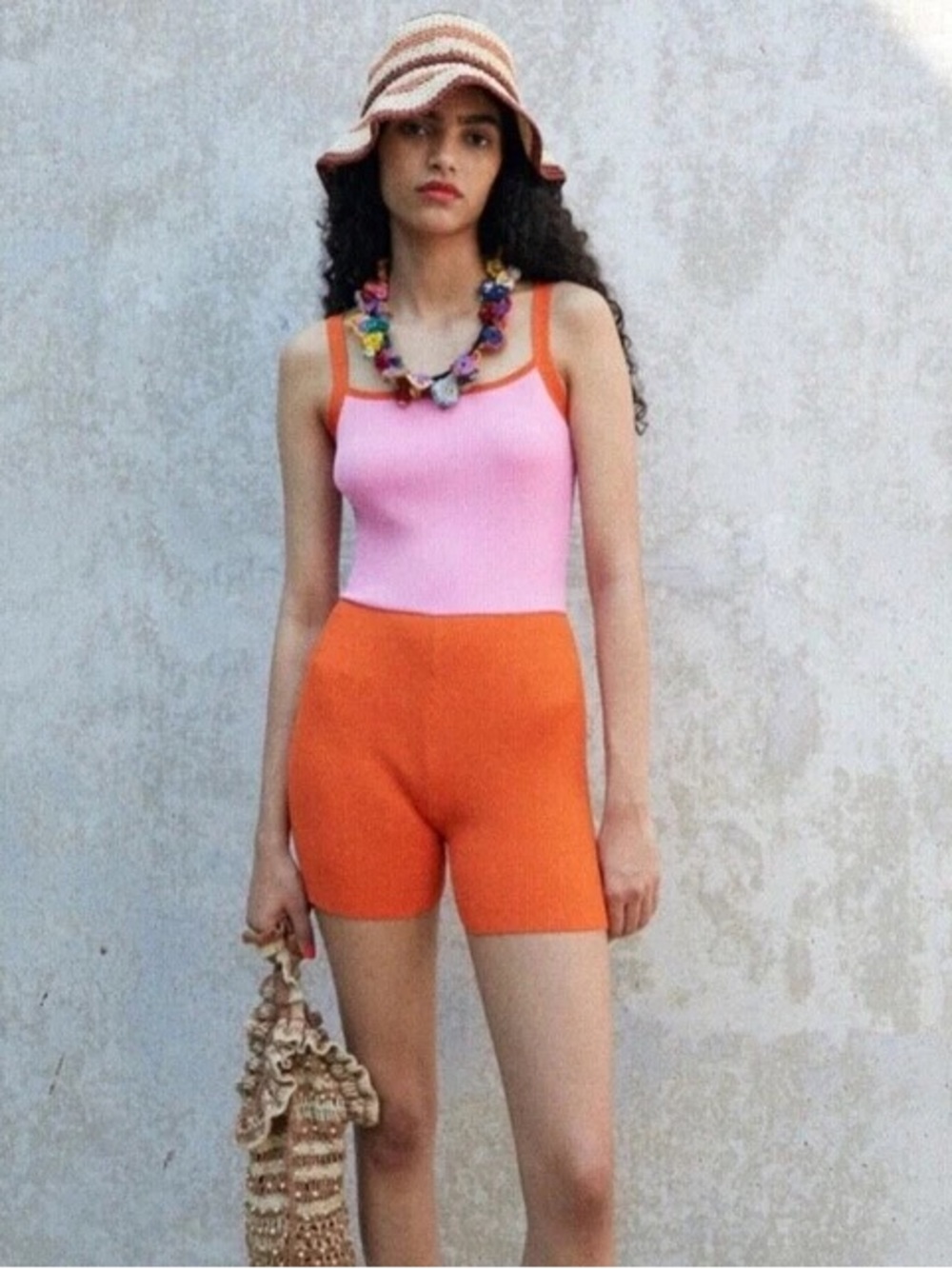 Ribbed Pink and Orange jumpsuit